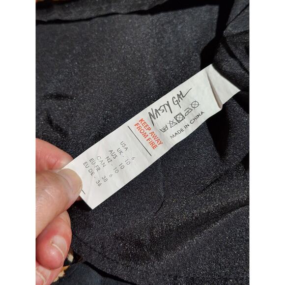 Nasty Gal Mini Dress Womens 6 Sheer Lined Floral Chiffon Metallic Club Going Out - Picture 11 of 12